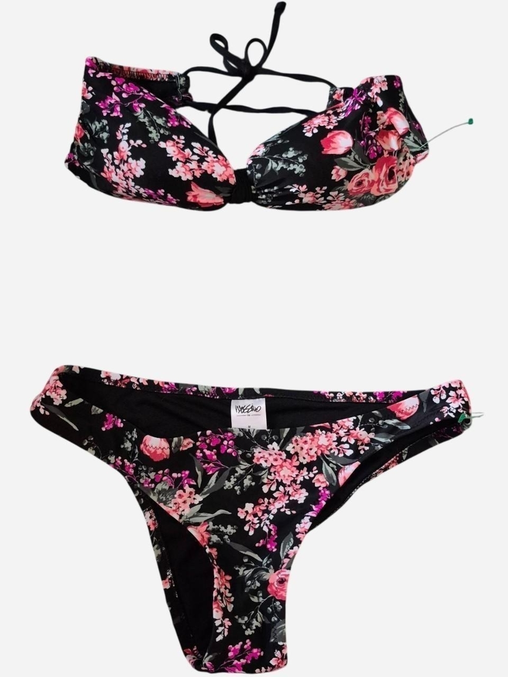 Mossimo Supply Co. Black Floral Pink Bikini Set